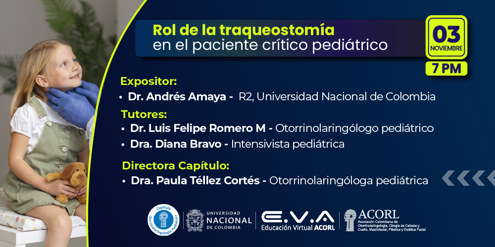 Banner del seminario web: 158. Reunión de Capítulo Otorrinolaringología Pediátrica - Universidad Nacional de Colombia